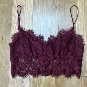 Topshop PETITE Burgundy Lace Bralette size 6